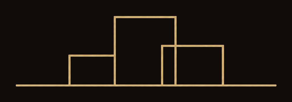 Three line-drawn masses of different heights standing on a level ground line — the mark for Compose.
