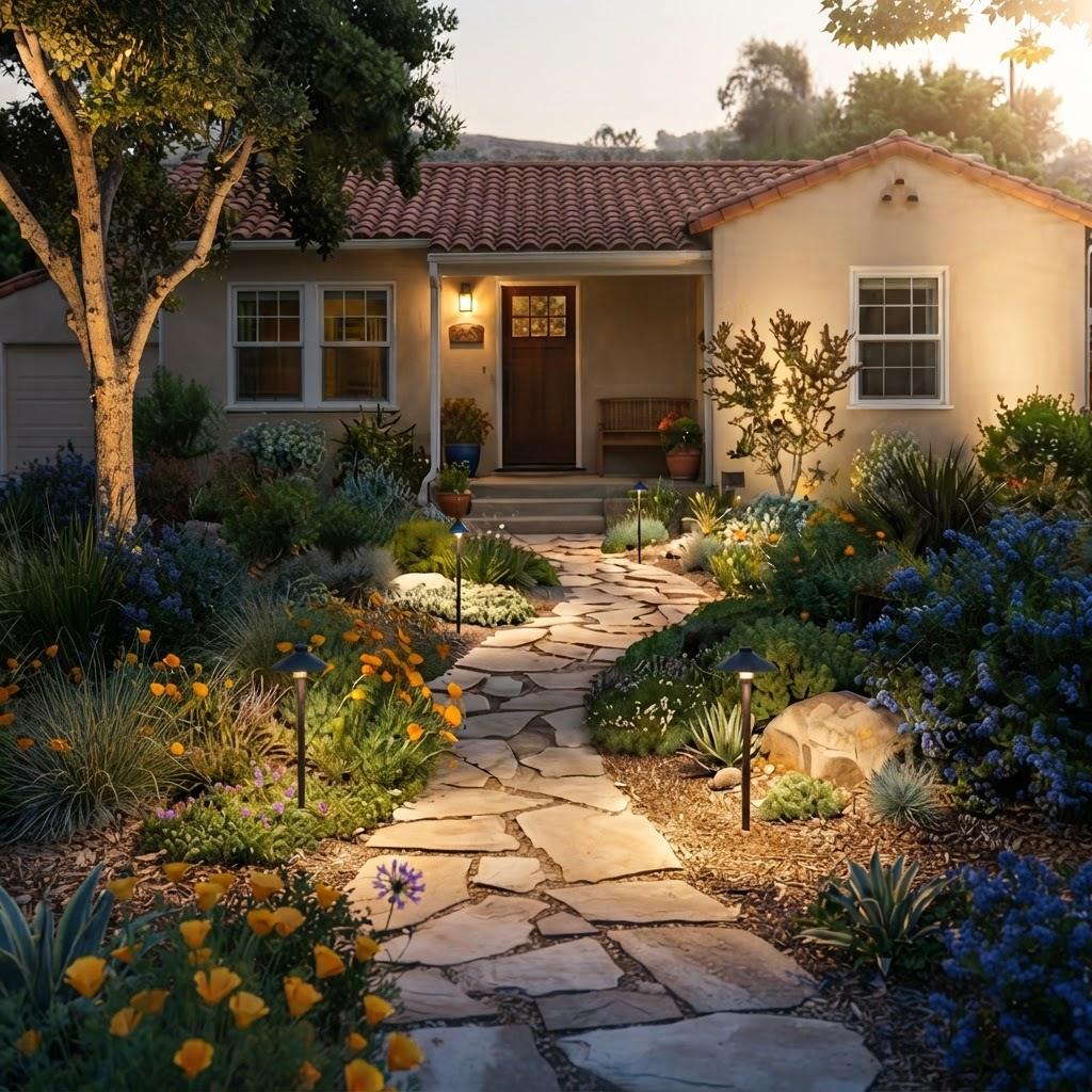Rachio smart sprinkler controller beside the app, mid-cycle on the front garden zone.