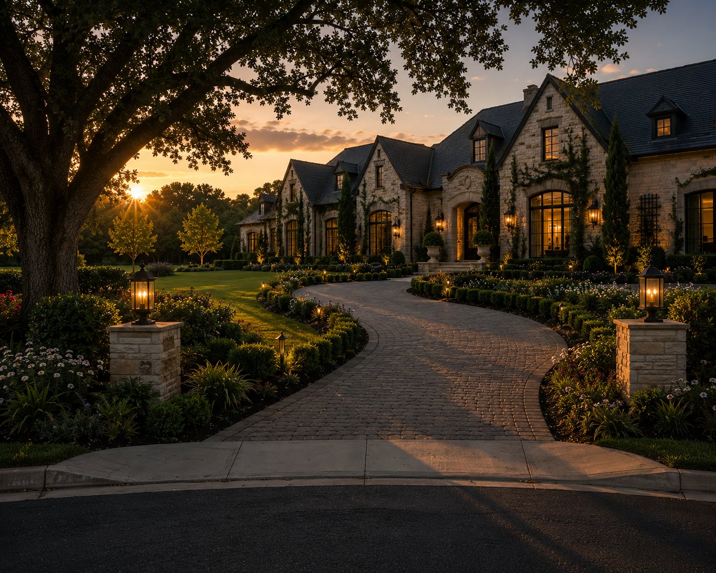 The approach — first sight of the property from the street